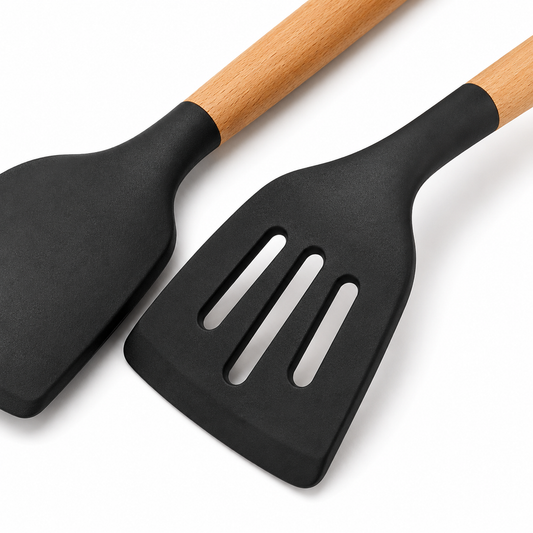 Pathra™  Silicone Kitchen Utensil Set with Wooden Handles | Set of 3